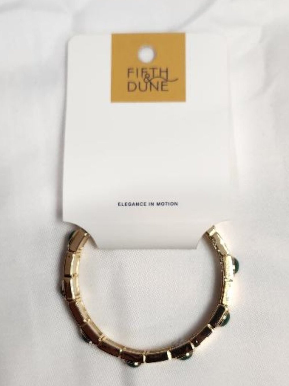 Fifth & Dune Gold-tone and Malachite Tile Stretch Bracelet